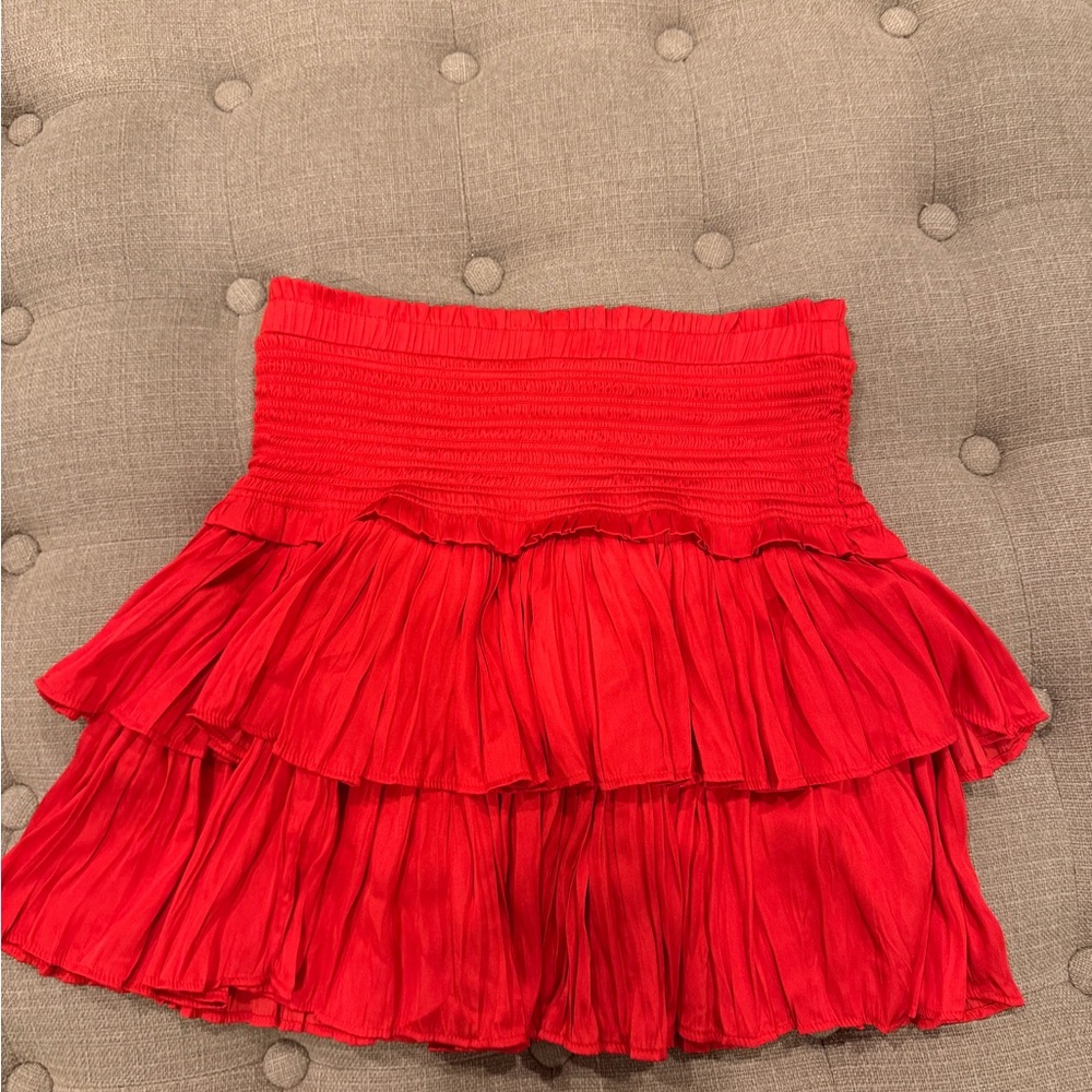Bright Red Flowy Mini Skirt